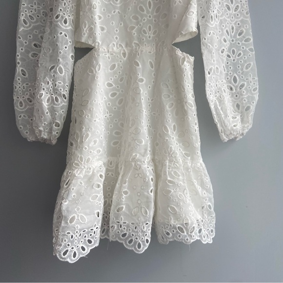 Lucy Paris Faith Cut Out White Eyelet Lace Mini Dress - Picture 9 of 12